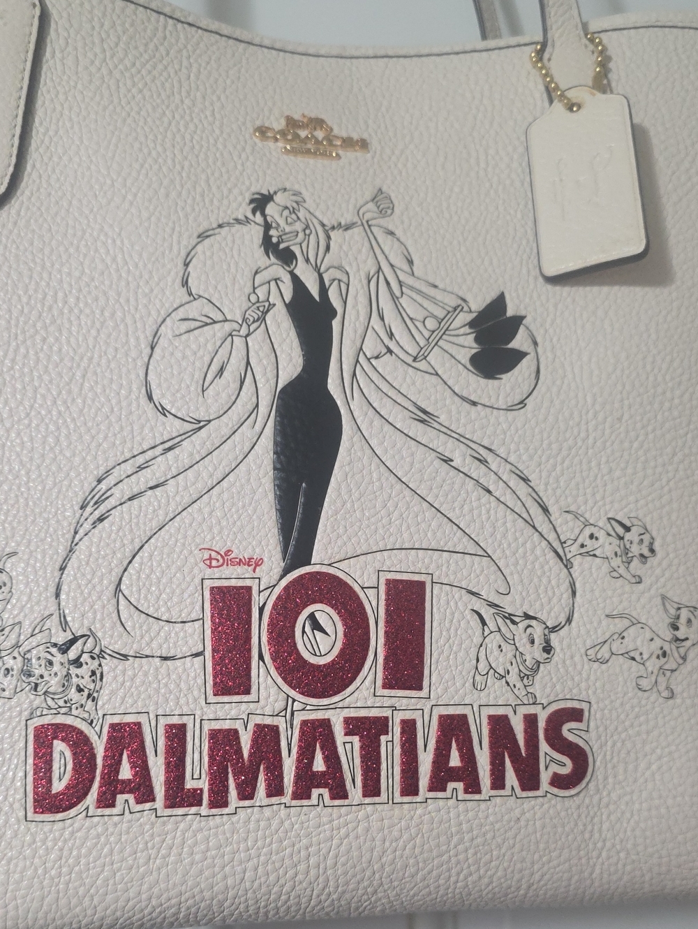 Coach x Disney Cream Pebble Leather City Tote 101 Dalmatians Graphic - Picture 4 of 9